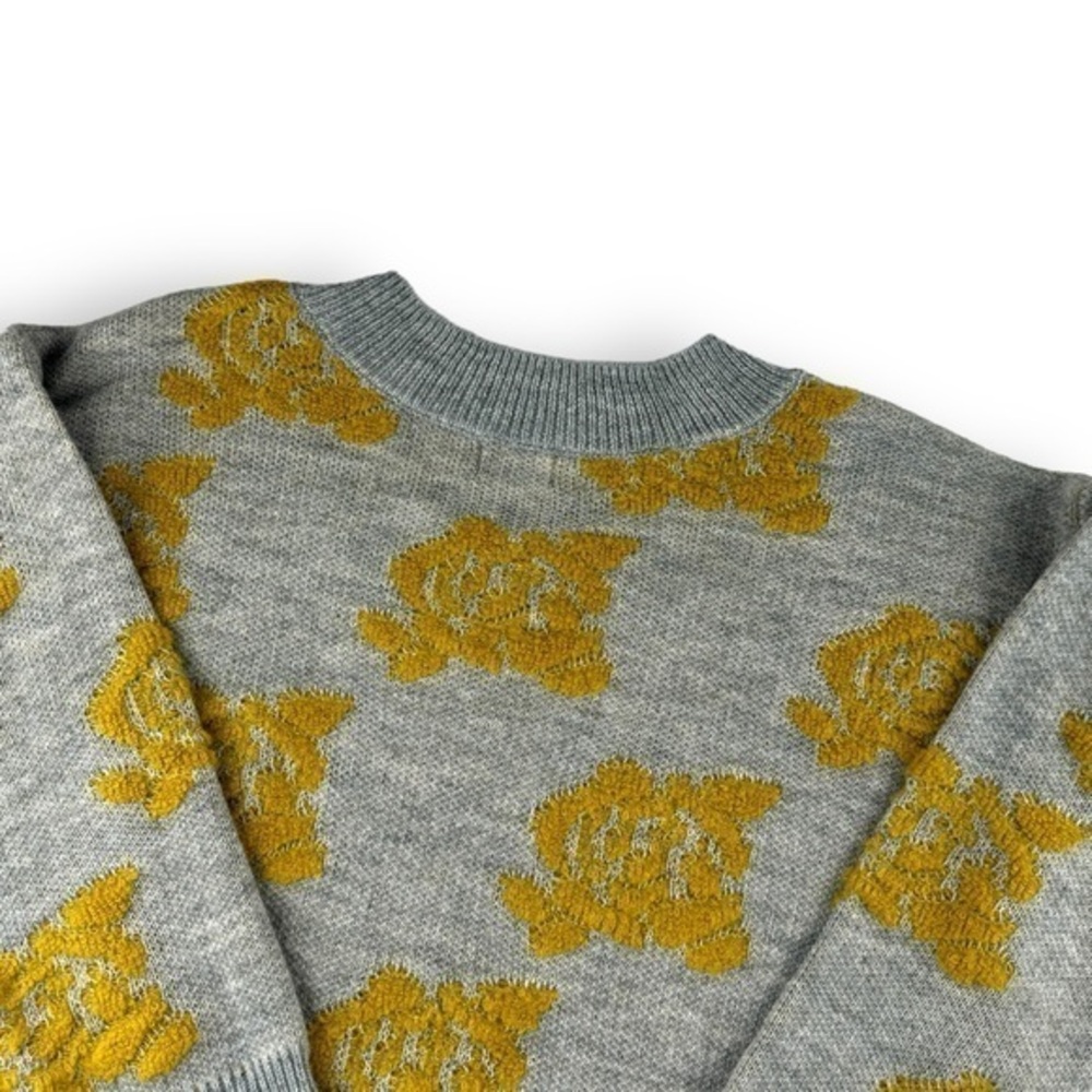 Greige Womens Sweater Size Small Grey Mustard Artsy Granny Indie Gilmore Girls - Picture 7 of 8